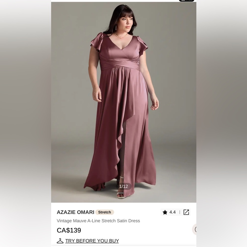 Azazie Vintage Mauve A-Line Stretch Satin Dress